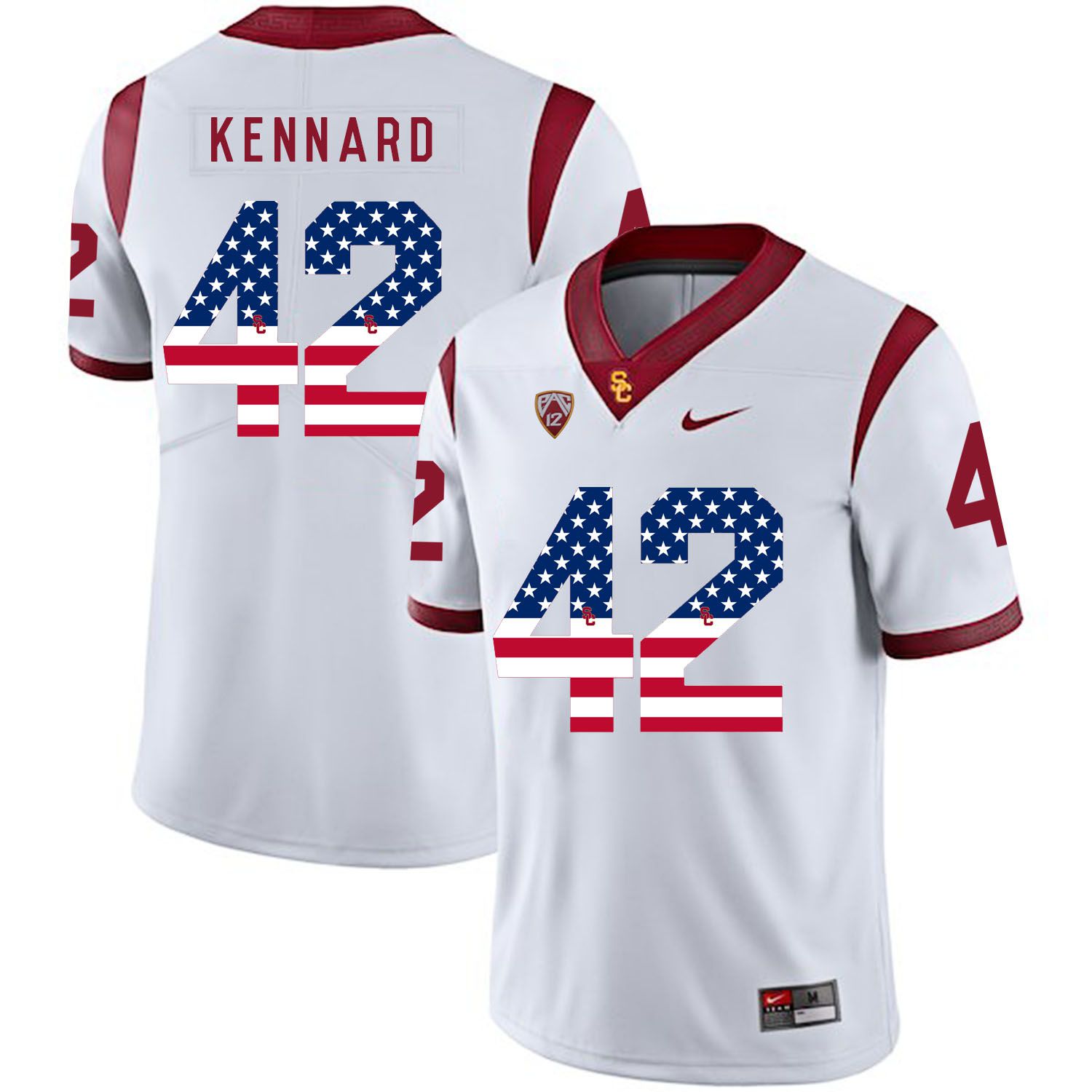 Men USC Trojans 42 Kennard White Flag Customized NCAA Jerseys